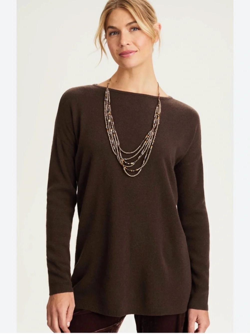 J. Jill Washable Merino Wool Brown Berry Sweater Womens M Lightweight Cozy Knit
